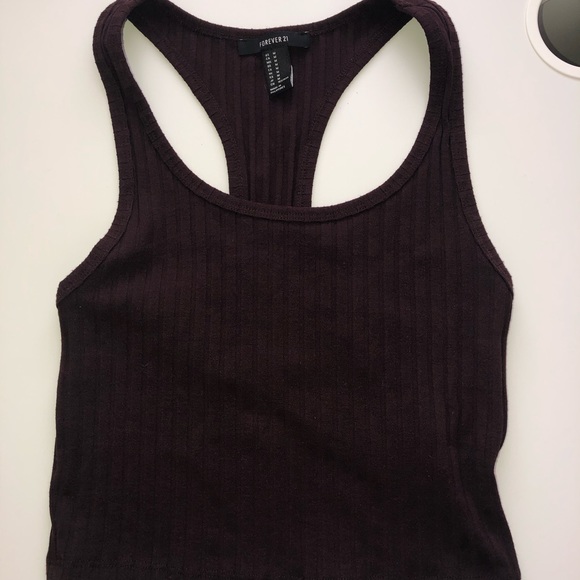 F21 M Dark Purple Cropped Halter Tank - Picture 1 of 2